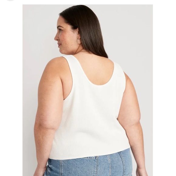NWT Old Navy Henley Thermal Waffle Knit Scoop Neck Cropped Tank - Picture 2 of 12